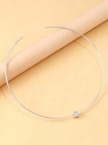 1 pieza Collar de circonita redonda, accesorio de moda para fiestas para mujeres