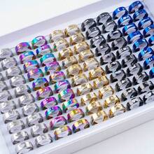 20 cái/gói Cổ điển Thép không gỉ Sọc Hình trái tim Nhẫn Với Viết chữ , Thích hợp Cho nam giới Như Hằng ngày Đồ trang sức Qủa tặng Hoặc Phụ kiện - Nhẫn hỗn hợp giá rẻ - Xem 14