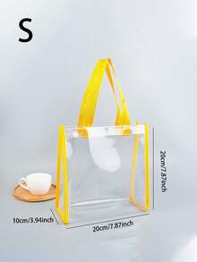 1 pieza Bolso de tote grande de PVC transparente, bolso de compras de maquillaje, bolso de gelatina, bolso de regalo, bolso de hombro transparente, bolso de fiesta, bolso de regalo de boda y cumpleaños, bolso de tote de manualidades, favor de fiesta, decoración de cumpleaños, decoración de regalo de fiesta, decoración de boda, suministros de fiesta - Dorado - Ver 4