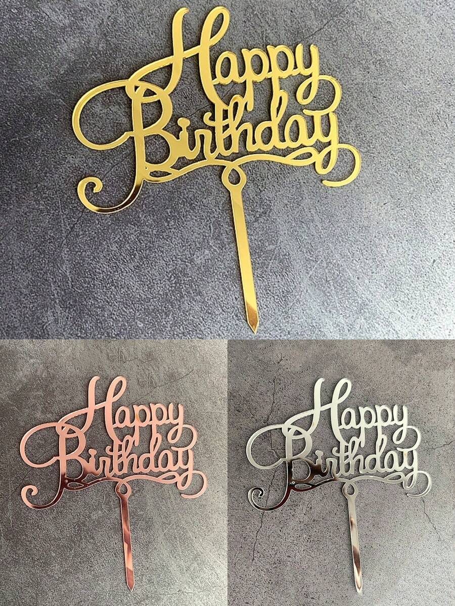 1 件/3 件生日快乐蛋糕装饰、金色/银色/玫瑰金亚克力蛋糕装饰、生日派对现代字母蛋糕顶部装饰、生日蛋糕装饰礼物、DIY 蛋糕装饰用品、派对装饰用品、烘焙用品、烘焙装饰、烘焙用品、蛋糕用品、家具厨房必需品、节日礼物