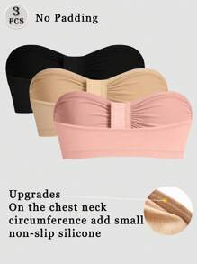 3pcs Front Buckle Bras, Strapless Seamless Bras, Wireless & Backless Bras, Tube Tops - Multicolor - View 11