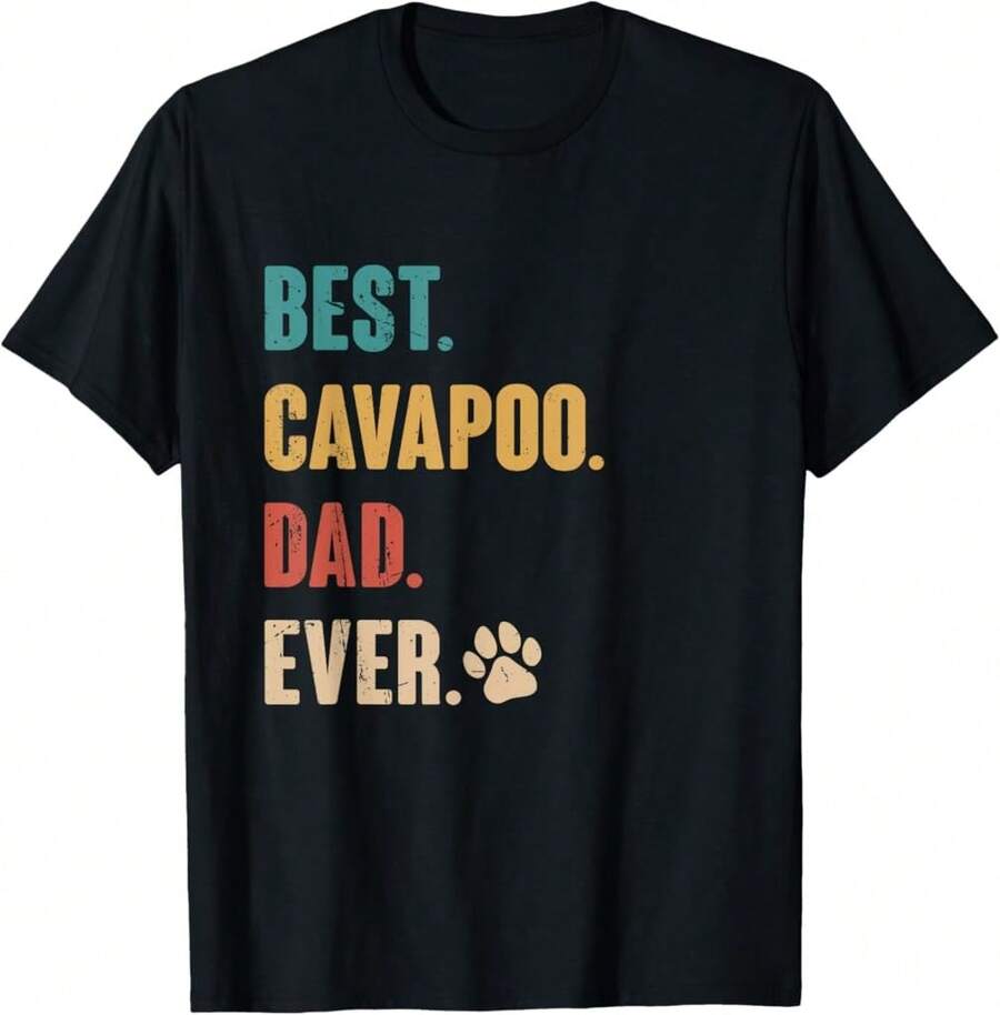 Mejor camiseta como regalo para amantes de los perros Cavapoo, "Mejor papá Cavapoo" - Negro - Ver 1