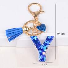 Boho 1pc Tassel Heart Initial Keychain, Glitter Love Key Chain For Purse/Backpack/Car Key, Charm Earphone Case Accessory, Valentine's Day For Women/Girls/Female Car Accessories Bag Charm Backpack For School Cute Goth Y2k Halloween Accessories Teachers Day Christmas Gift Ideas Bag Accessories Lanyards With Id Holder Car Accessories Bag Charms