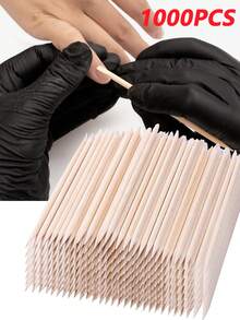 5/10/100/200/500/1000片装木质指甲锉，双面多功能角质层推，美甲修脚工具，卸甲工具，美甲工具，返校季，指甲护理，美甲工具（适用于美甲贴纸） - 彩色 - 查看 8