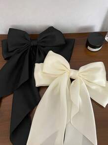 1pc Bohemian Style Double Bow Satin Hair Clip, Simple & Elegant Hair Accessory, Claw Clips, Clips For Hair, Hair Slide, Hair Claws
