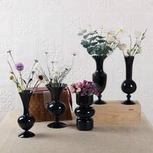 Lake Balaton 1pc Black Glass Vase, Suitable For Dried Flowers, Hydroponics, And Home Decor, Can Be Used As Tabletop Decoration,Halloween Decor, Fall Decor Room Decor Flower Vase - Black - View 7