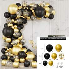 Black & Golden Balloon Chain Balloon Kit, Birthday Party, Wedding Anniversary, Bachelor/Bachelorette Party, Graduation, Housewarming, Retirement Party, Halloween, Christmas, New Year, Balloons Decor Set