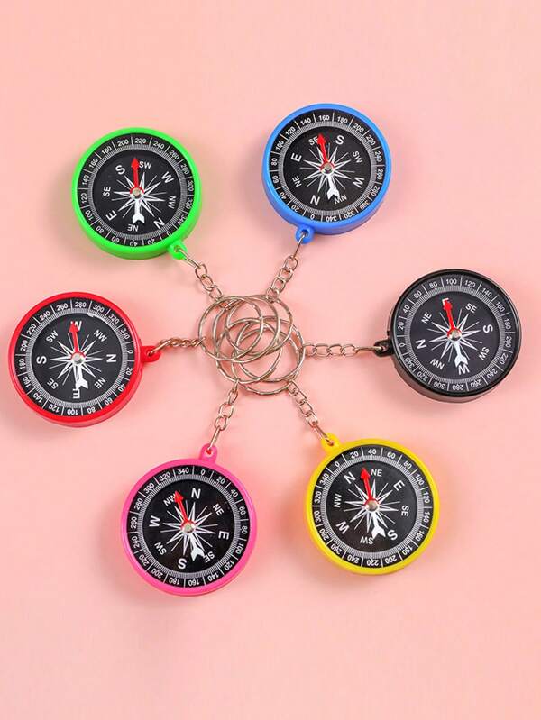 3pcs Plastic Compass Keychain / Outdoor Equipment Keychain / Lightweight Portable Educational Compass Accessories