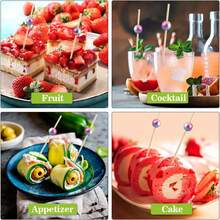 100/50/20 件鸡尾酒签，4.7 英寸竹制鸡尾酒装饰棒，适用于甜点、蛋糕、三明治、串烧、寿司，适用于生日、婚礼、毕业酒会、户外海滩泳池派对、夏季狂欢节和日常家居使用（多种颜色和尺寸可供选择）