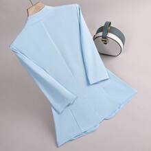2025 Summer Women"S Thin Casual 3/4 Sleeve Blue Blazer