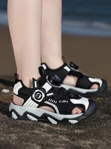 1 Pair Boys Outdoor Sports Sandals With Toe Cover, Children Fashion Beach Sandals