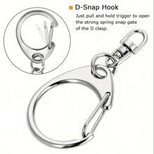 10/20/30/50pcs Silvery C-Shaped Metal Keychain Links With D Hook & Lobster Clasp - Zinc Alloy Jewelry Connectors, Chain Link, Connection Tool