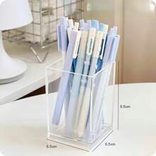 1个透明桌面笔筒，化妆刷收纳架，梳妆台化妆品、口红收纳架，适合返校季办公桌配件，办公用品 - 彩色 - 查看 9