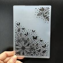 A6 Plastic Embossed File Folder, Floral & Butterfly Design With 3D Texture, Butterfly Theme Mold Decor, Office Supplies Accessory, Durable Plastic Handcraft Tool