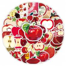 50pcs Red Apple-Style Fresh & Simple Creative Decorative Stickers For Audio Speakers, Desks And Stationery, In Korean Style, School Supplies,Back To School