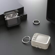 Funda protectora de silicona de unicolor con forma de TV retro clásica para audífonos AirPod