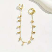 1pc Star & Moon Tassel Nose Stud, Clip-On Nose Ring, Piercing Look Earring Style Nose Hoop For Women - Multicolor - View 8