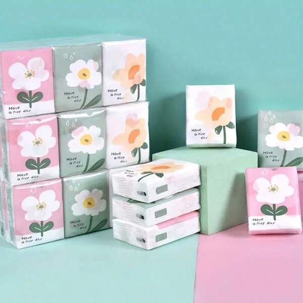 9包可爱卡通印花小包装口袋手帕纸巾亲肤柔软迷你面巾纸餐巾卫生纸