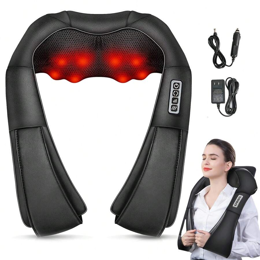 Senmeo Shiatsu Neck And Back Massager, Electric Shoulder Massager With 4D Heating Function, Neck, Back, Shoulder, Foot, Leg Massage Pillow For Muscle Pain Relief, Suitable For Home/Office/Car, Perfect Gift For Ladies/Men