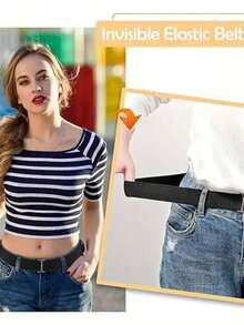 1pc Women's Elastic Waist Belt For Summer - Elastic Waistband, Adjustable Flat Buckle Belt - Jeans Dress Elastic Waist Belt, Suitable For Summer, School, Autumn, Halloween