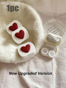 1pc Cute Mini Case, Travel Set, Heart/Square Shape Colored Contact Lens Case With Mirror - Multicolor - View 14