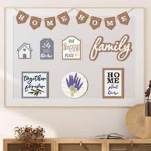 12 Pieces "HOME Family Our Happy Place" Wooden Tray Ornaments Hanging Decoration Desktop Decoration Ornaments Holiday Ornaments Suitable For Living Room Bedroom Kitchen Thanksgiving Gift Christmas Gift Holiday Gift (No Tray) - Multicolor - View 4