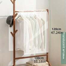 1Pc Translucent Garment Rack Cover Clothes Rack Cover Adult Kids Clothes Protector Waterproof Dustproof Clothes Closet Storage Organizer With Top Strap Design - White - View 8