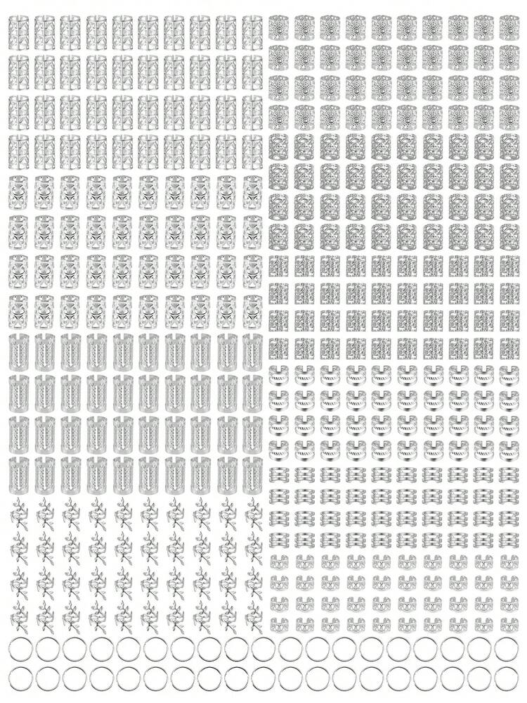 220件金色髮飾，編髮飾品，女性髮飾，金屬髮環髮箍，適用於髒辮髮飾，波希米亞風編髮裝飾 - 銀色 - 查看 2