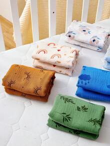 1PC Cute Breathable Soft Receiving Blanket, Muslin Swaddle Blankets For Newborn, Swaddle Wrap Burping Clothes, Essentials Infant Shower Items, Toddler Gift - Multicolor - View 2