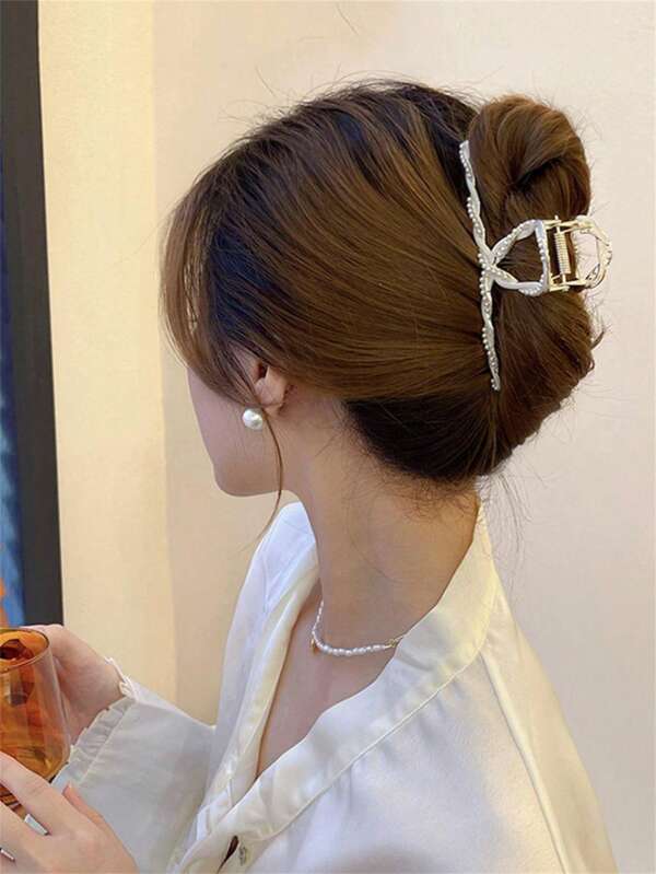 1 pièce Pince à cheveux métallique avec grip diamant d'eau, pince à cheveux élégante pour femme, nouvelle pince à cheveux d'été, accessoire de cheveux pour femmes