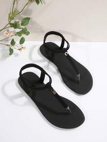 Dép lê quai ngang thời trang mới dành cho nữ, dép xỏ ngón kiểu La Mã sành điệu màu đen, be, nâu; dép đi biển dệt dày màu trơn thoải mái; dép đế dày được các blogger khuyên dùng; giày đi biển mùa hè; dép lê gót thấp mũi tròn khóa cài thanh lịch; dép ngoài trời đơn giản bằng da chống trượt, kháng mùi, đính hạt; dép lê đế bằng đa năng dành cho nữ, dép xỏ ngón. - màu đen - Xem 8