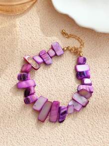 1/2/3/6/9pcs Multi-Color Natural Shell Asymmetrical Stone Sea Star Necklace Bracelet Set, Suitable For Women Spring/Summer Daily, Beach, Holiday & Casual Wear