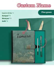 1pc Custom Notebook Gift Box Set, Custom Picture, Text, Name, A5 Notebook Custom PU Imitation Leather Business Office Notepad Gift Box, A Gift For Children, The Best Gift For Good Friends