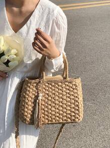 Nuevo bolso de mano con borlas trenzadas para mujer, ideal para ir y venir del trabajo, excursionismo, vacaciones, compras, regalo