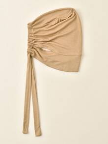 1pc Women Plain Color Earhole Hijab Cap, Lightweight Elastic Tied Headband Hijab Accessories, Hijab Cap, White Scarf, Head Scarf, Turban Scarf, Fashionable Minimalist Breathable Can Wear Headphones Small Cap Scarf For Women, Suitable For Daily Use Or As A Gift For Family And Friends - Multicolor - View 17