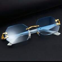 Retro Rimless Edged Fashion Fashion Glasses, Leopard Decor Temple Arms, Suitable For Casual Daily Wear, Street Photography, Holiday Gifts Back To School Fashionable Preppy School Look