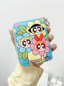 THE POWERPUFF GIRLS Minimalist Cute Cartoon Police Woman Zipper Short Wallet Small Compact Card Holder Coin Purse Fashionable Unisex For Women Wallet Mini Wallet Purse Wallet Small Wallet Cute Wallet