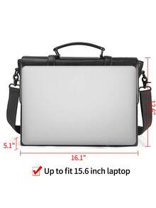 NUBILY Vintage Leather Messenger Bag For Men - 15.6 Inch Waterproof Laptop Briefcase - Retro Satchel Shoulder Bag For Office, College & Business Travel | Fits Most 15.6" Laptops - Black - View 4