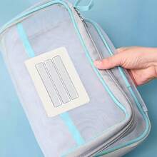 Ergonomic Design Durable Nylon Transparent Zippered Mesh File Organizer Bag With Multiple Compartments, Perfect For Office, Student, And Home Storage, Desk Storage - 紫色 - 查看 6