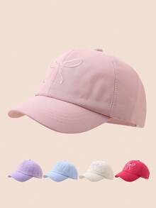 Bow Children's Baseball Cap For Spring Summer, Empty Top Baseball Cap For Girls, UV Ion Sun Hat For Ponytail, Spring And Autumn Sun Hat For Daily Outdoor Activies, For 3-10 Children