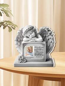 Tấm bia tưởng niệm hình cánh thiên thần tùy chỉnh, thuộc dòng sản phẩm tưởng niệm, thiết kế hình trái tim, được trang trí bằng những chiếc lông vũ tinh tế, vật trang trí để bàn bằng acrylic, có thể tùy chỉnh ảnh làm quà tặng tưởng niệm cho người thân yêu, có thể tải ảnh và văn bản lên, in họa tiết, trang trí nhà cửa phòng khách. - Màu xám đen - Xem 5