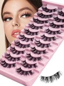 10 pares de pestañas postizas de visón 3D suaves, esponjosas y naturales, extensiones de pestañas de visón, pestañas cortas
