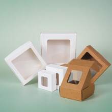 20pcs Mini Paper Boxes With Display Window, Foldable Small Paper Boxes Suitable For Packaging Chocolate, Candle, Handmade Soap, Favors, For Party Or Wedding