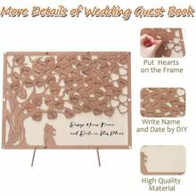2025Hot SaleWedding Guest Book, Guest Book Wedding Reception With Wooden Hearts Guest Book Signs Wedding Anniversary Birthday Party Shower