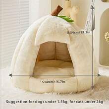 IUdog 四季猫狗床封闭式温暖冬季毛绒宠物窝，猫狗舒适睡垫，宠物用品 - 淺粉色 - 查看 2