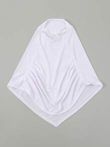 1 Stück einfarbige Frauenkopfbedeckung, modisch vielseitig bequemer Polyester Plissee Kopftuch, praktisches Kopftuch, Tudong, sofort lange Khimar Hijab, geeignet für den täglichen Gebrauch, alle Jahreszeiten