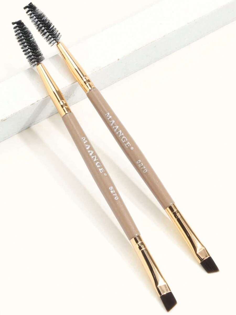 MAANGE 2件套双头眉刷套装，柔软纤维材质，方便携带，适用于自然、光学、韩式美瞳等多种妆容。套装包含腮红、假睫毛、眉笔、眼线笔、眼影、化妆刷、眉胶等产品，是送给女性的理想礼物，也是馈赠佳品。适合夏季使用，是返校季的完美礼物。套装包含化妆刷、化妆刷套装、全套化妆工具、化妆刷套装、化妆礼盒等。