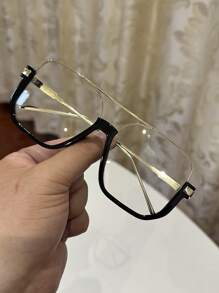 1 Stück Damen Mode Vintage Quadratische Piloten Oversized Schwarze Nicht-Verschreibungsbrille, Lässig Dekoration für täglichen Ausgang und Straßenfotografie