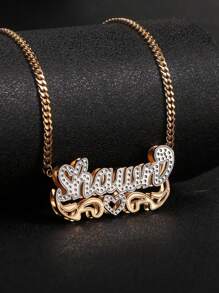1PC Customized Heart-Shaped Lace Double-Layer Two-Tone Car Flower Name Necklace, Perfect For Father's Day, Mother's Day, Valentine's Day, Birthday, Anniversary, Christmas, Graduation, Or As A High-End Gift For Family, Friends And Classmates.
