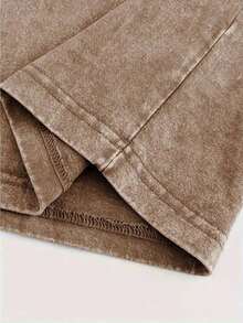 230g Washed, Strawberry Jam Printed T-Shirt, High-Quality Wax Printed Cotton Retro Fashion Brand T-Shirt, Men's T-Shirt, Beach Essential, Summer T-Shirt, Holiday Gift, Perfect Gift - Brown(咖啡色) - 查看 5